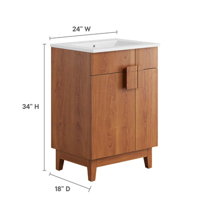 Miles 24" Bathroom Vanity by Modway - White Oak / White Walnut