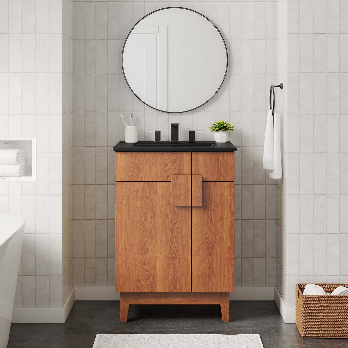 Miles 24" Bathroom Vanity by Modway - Black Oak / Black Walnut