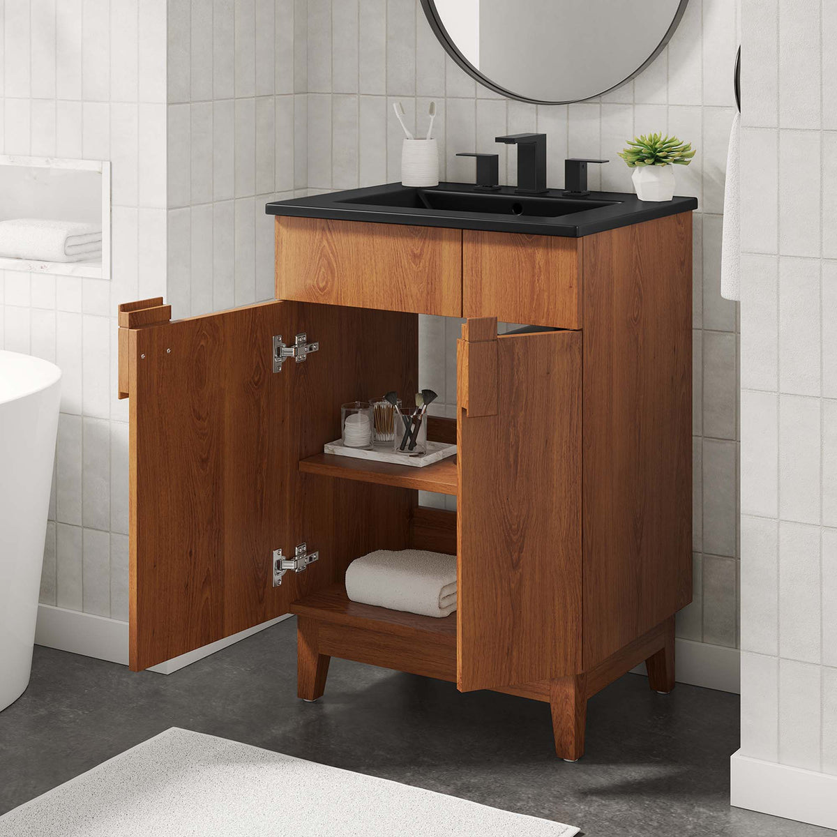Miles 24" Bathroom Vanity by Modway - Black Oak / Black Walnut