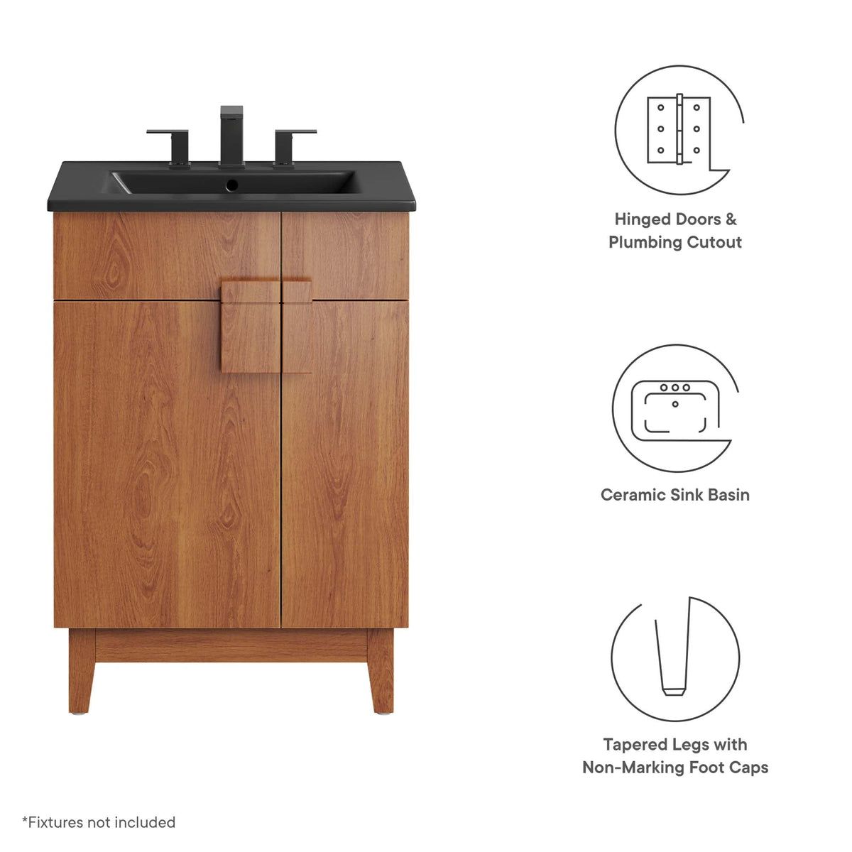 Miles 24" Bathroom Vanity by Modway - Black Oak / Black Walnut