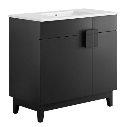 Miles 36" Bathroom Vanity by Modway - White Black / White Oak / White Walnut