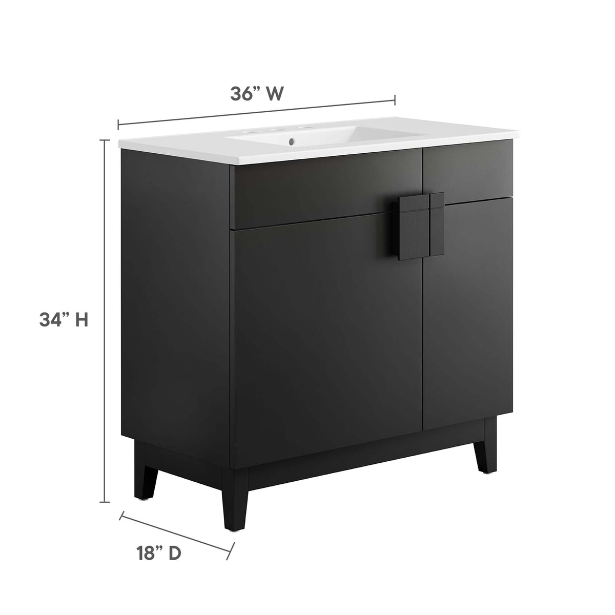 Miles 36" Bathroom Vanity by Modway - White Black / White Oak / White Walnut
