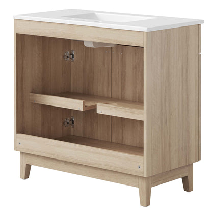 Miles 36" Bathroom Vanity by Modway - White Black / White Oak / White Walnut