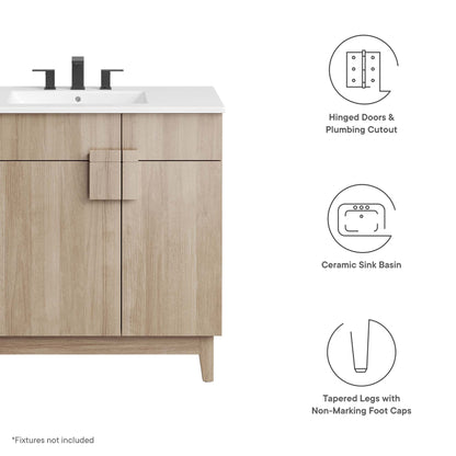 Miles 36" Bathroom Vanity by Modway - White Black / White Oak / White Walnut