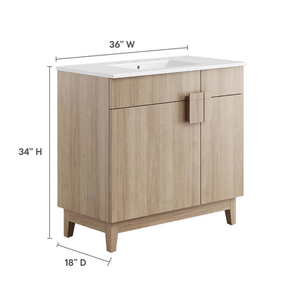 Miles 36" Bathroom Vanity by Modway - White Black / White Oak / White Walnut