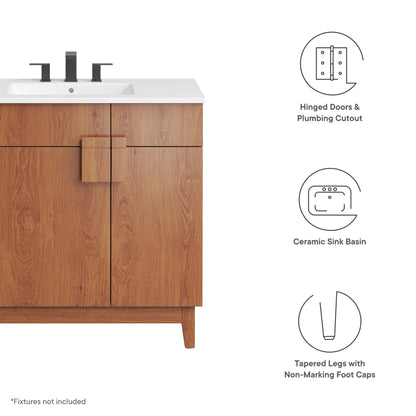 Miles 36" Bathroom Vanity by Modway - White Black / White Oak / White Walnut