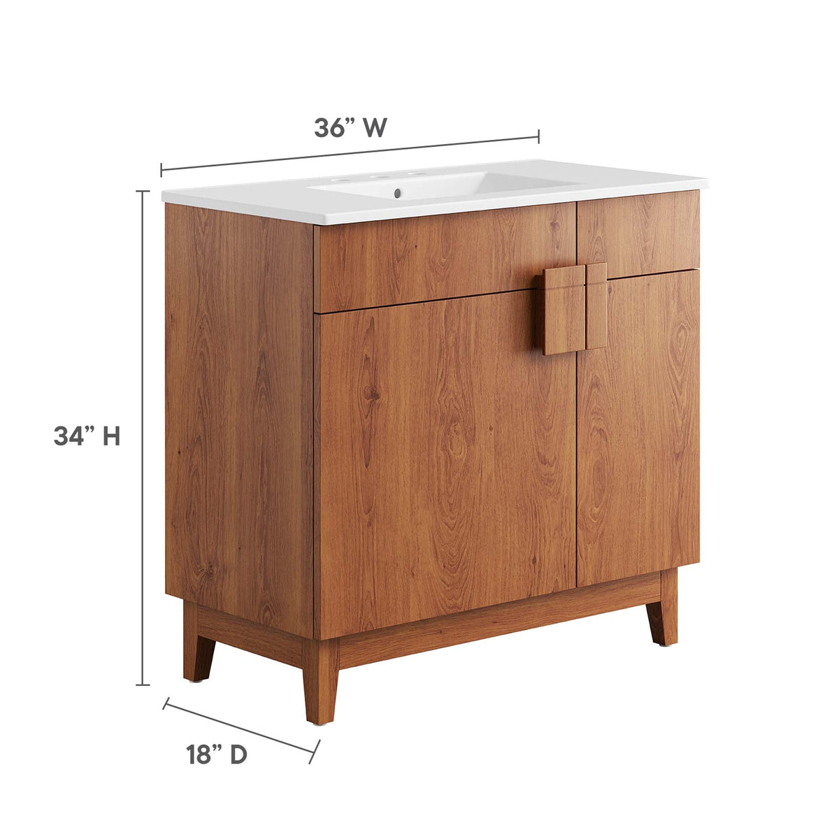 Miles 36" Bathroom Vanity by Modway - White Black / White Oak / White Walnut