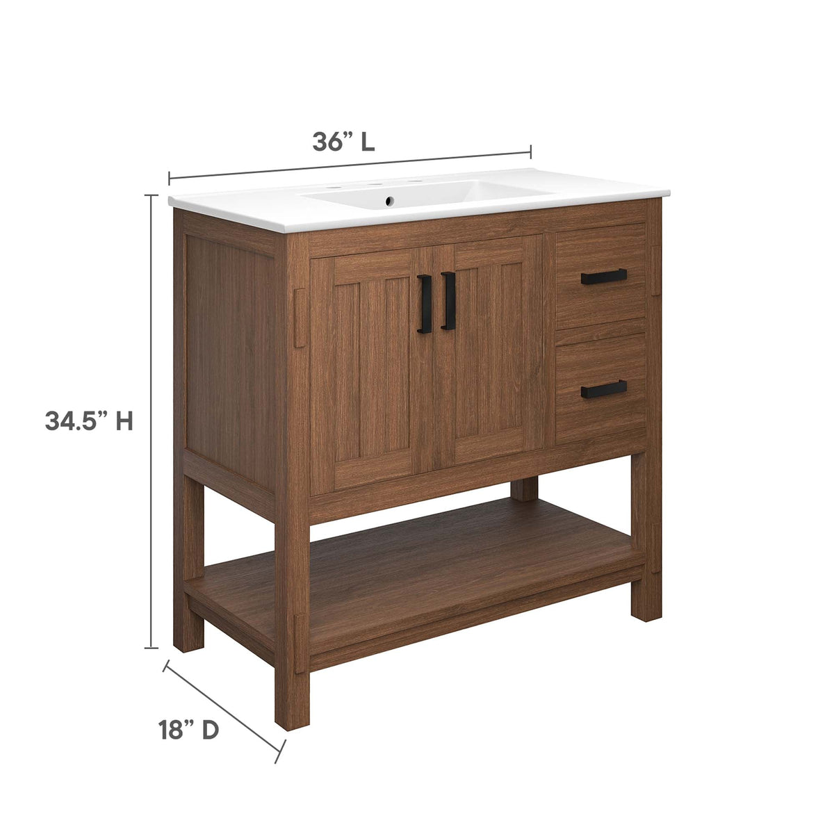 Ashlyn 36" Wood Bathroom Vanity by Modway