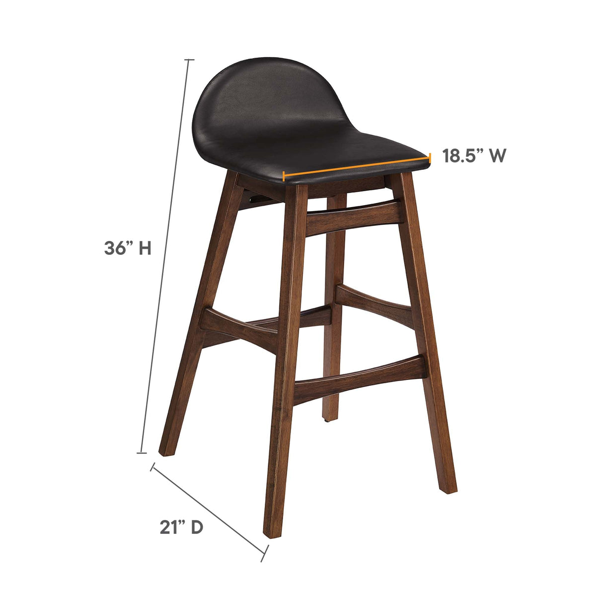 Juno Wood Bar Stool Set of 2 by Modway - Brown