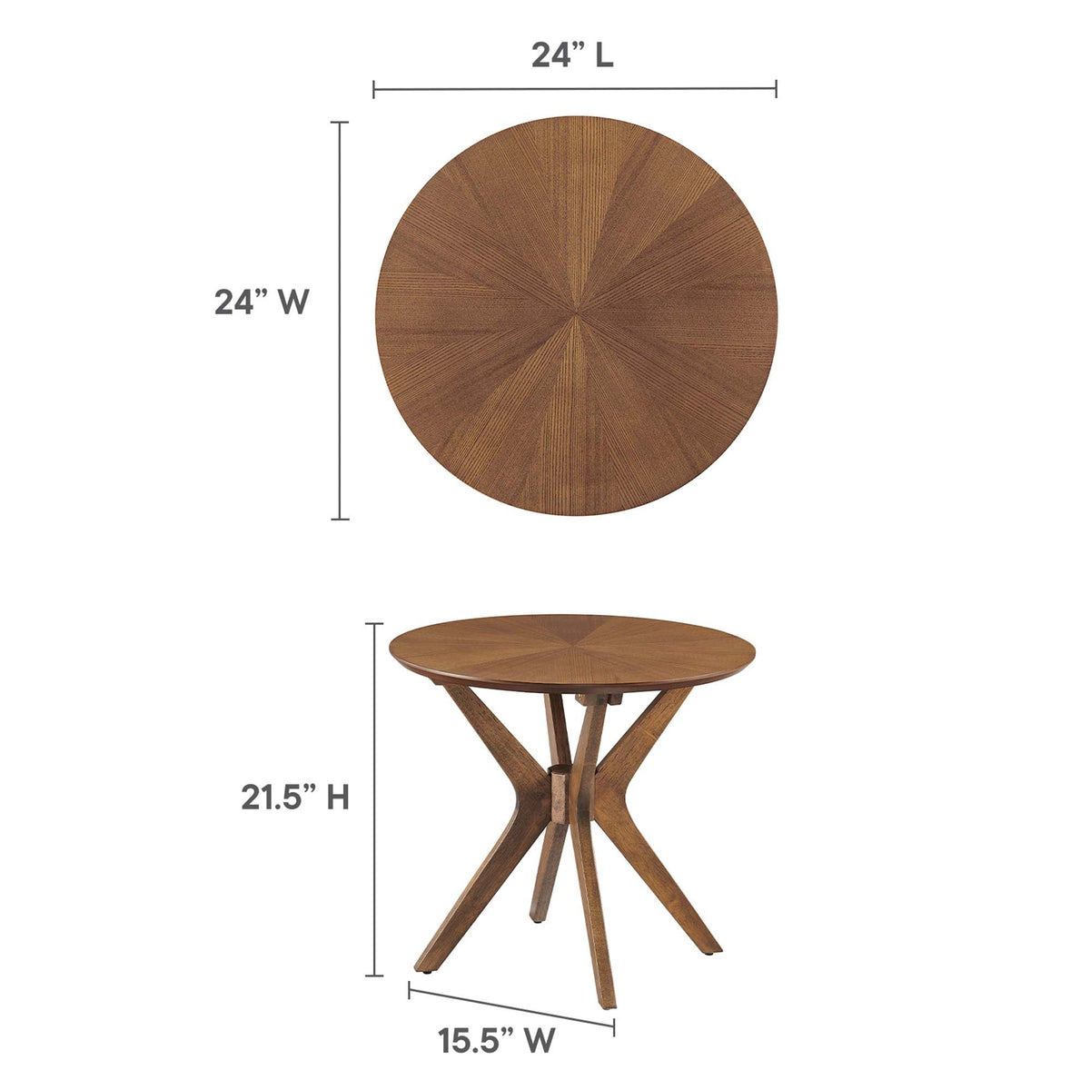 Crossroads 24" Round Wood Side Table by Modway