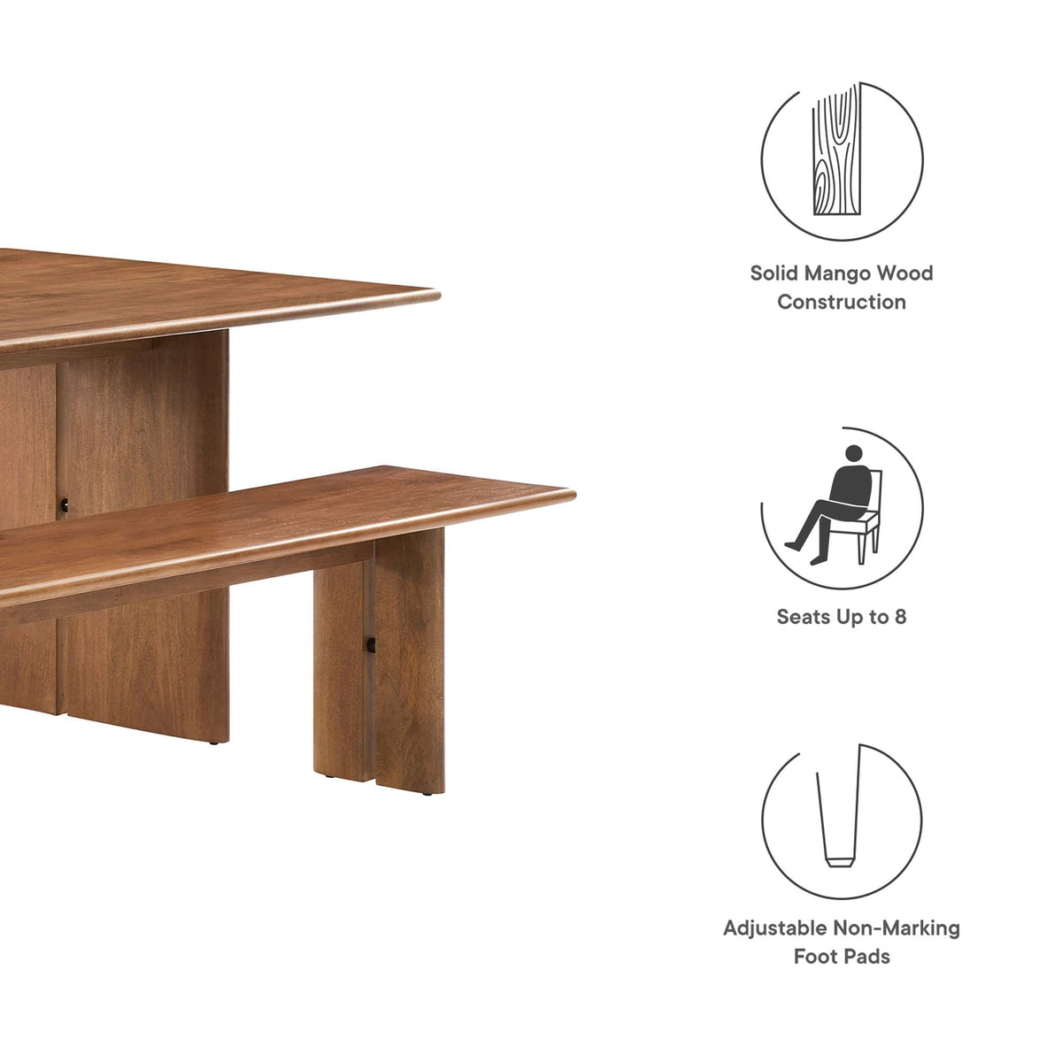 Amistad 86" Wood Dining Table and Bench Set by Modway