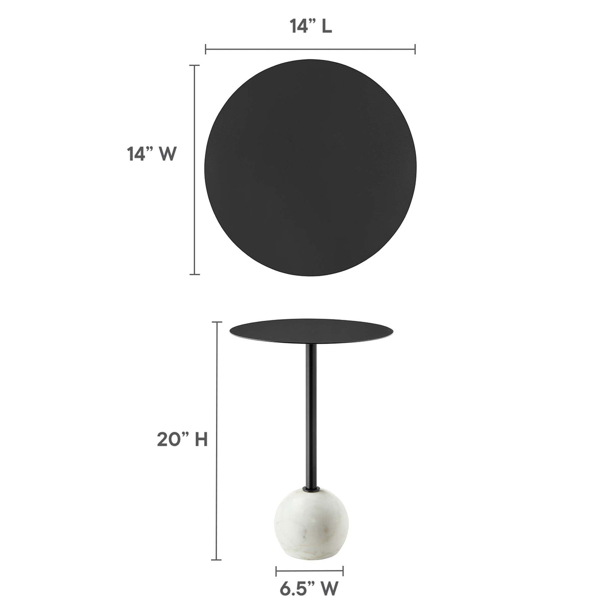 Aliza Round White Marble Side Table by Modway