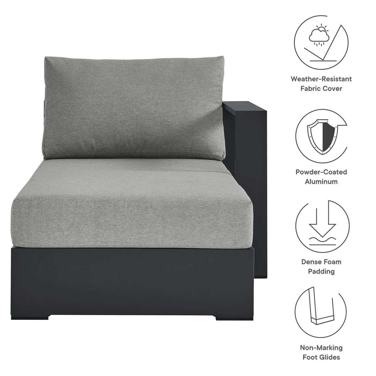 Tahoe Outdoor Patio Powder-Coated Aluminum Right-Facing Chaise Lounge