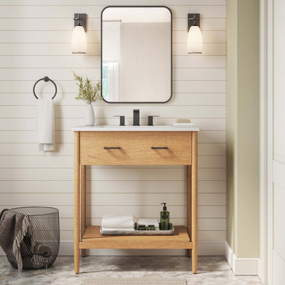 Zaire 30" Bathroom Vanity by Modway - Natural White / Walnut White
