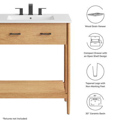 Zaire 30" Bathroom Vanity by Modway - Natural White / Walnut White