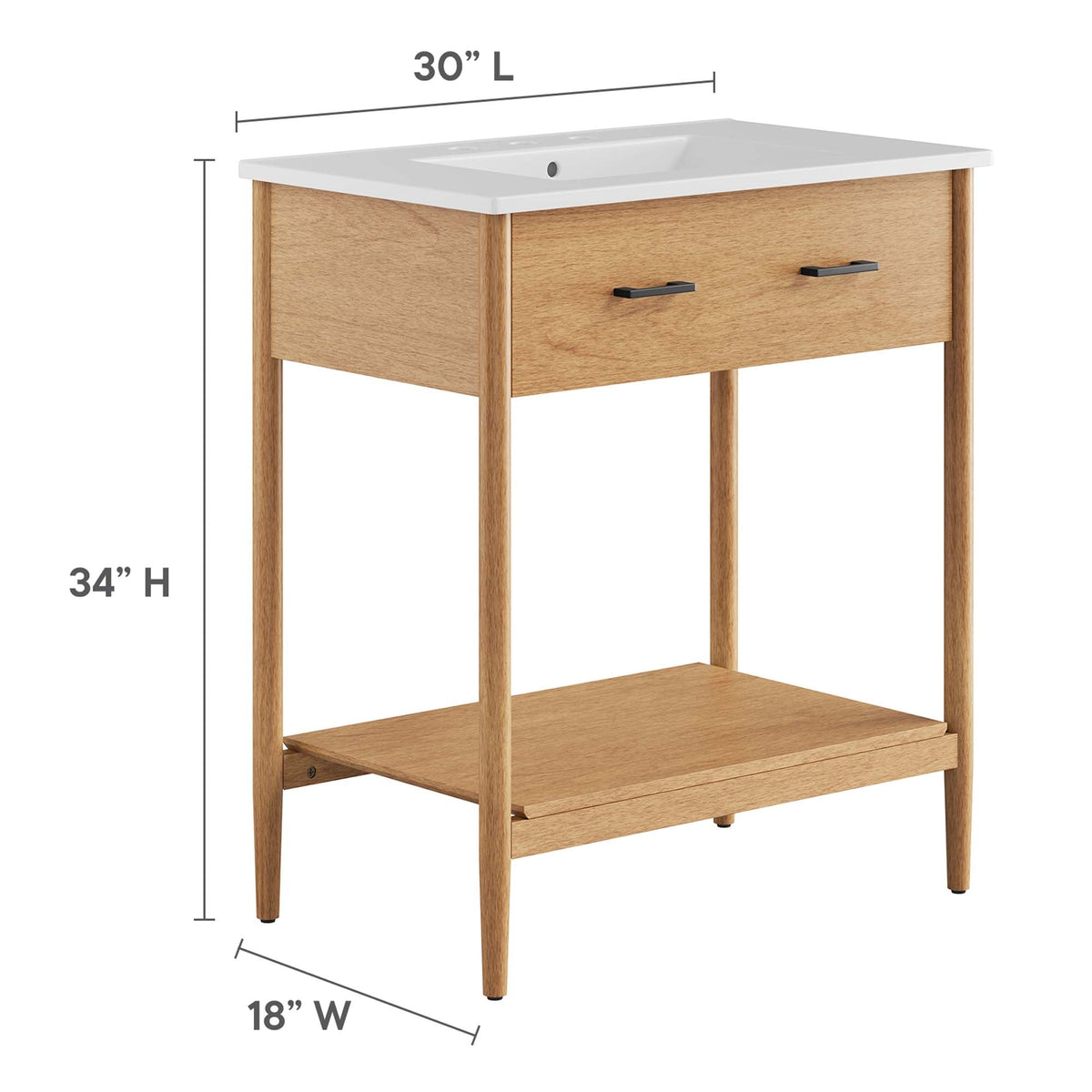 Zaire 30" Bathroom Vanity by Modway - Natural White / Walnut White