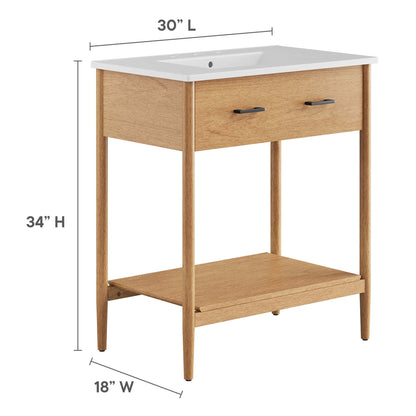 Zaire 30" Bathroom Vanity by Modway - Natural White / Walnut White