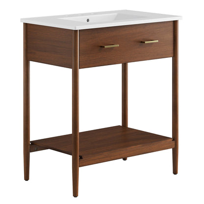 Zaire 30" Bathroom Vanity by Modway - Natural White / Walnut White