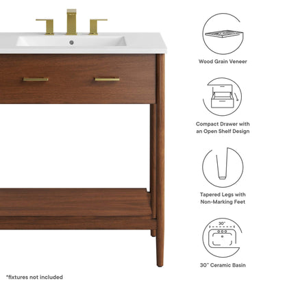 Zaire 30" Bathroom Vanity by Modway - Natural White / Walnut White
