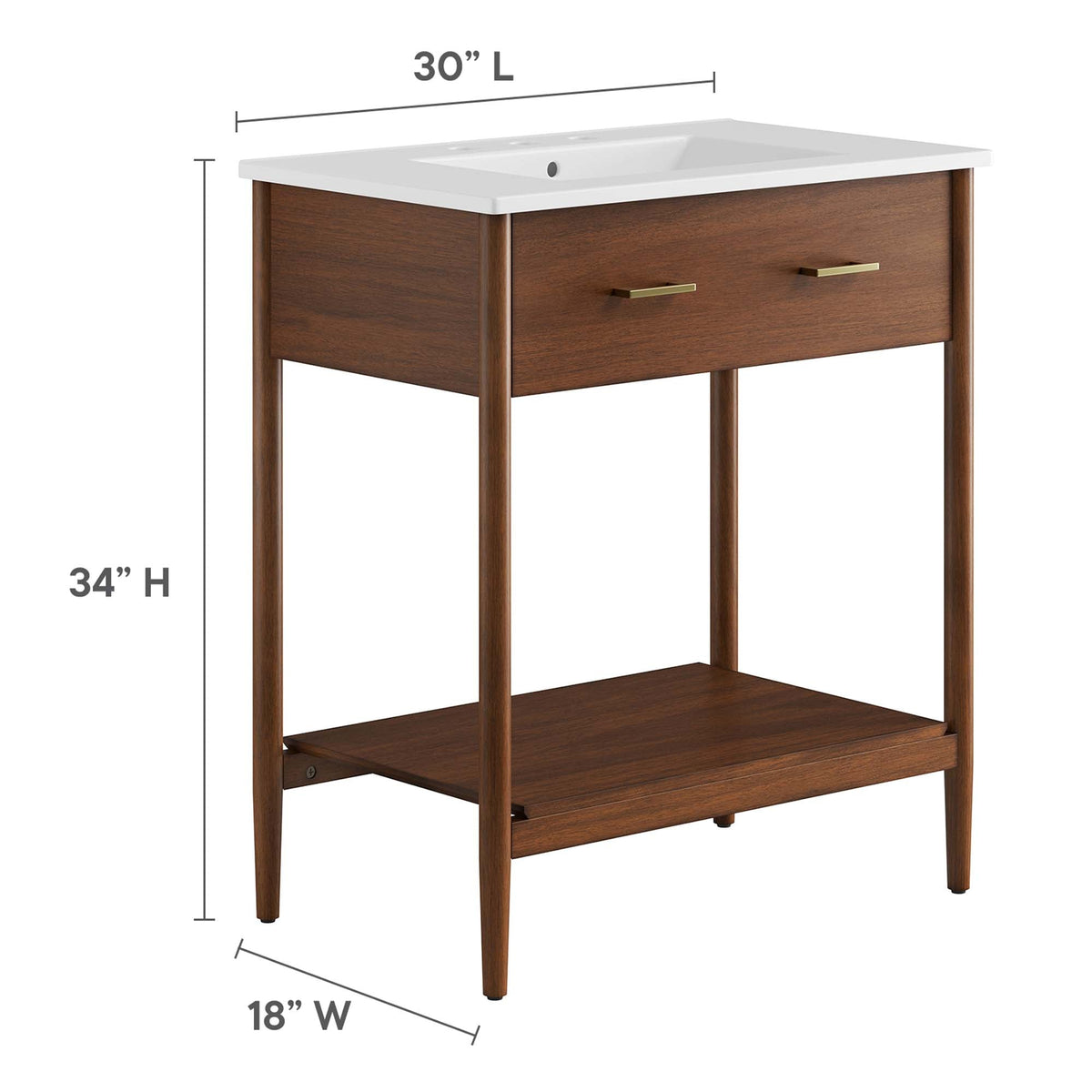Zaire 30" Bathroom Vanity by Modway - Natural White / Walnut White