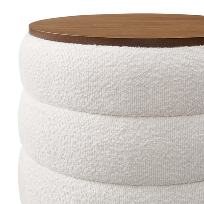 Mezzo Round Boucle Fabric Storage Ottoman by Modway