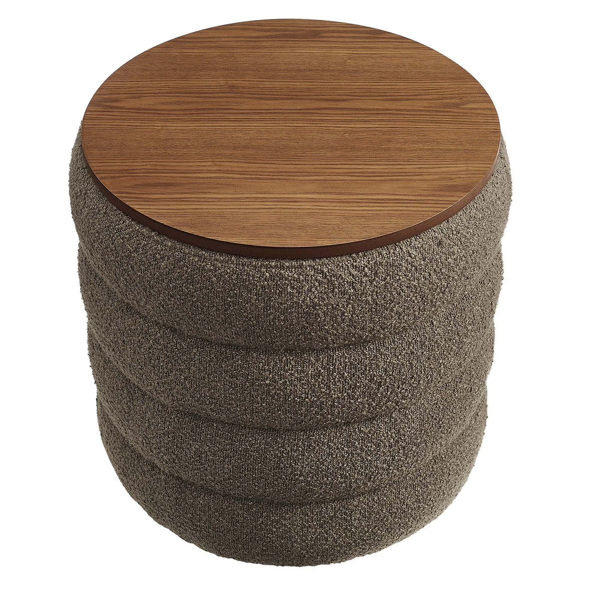 Mezzo Round Boucle Fabric Storage Ottoman by Modway