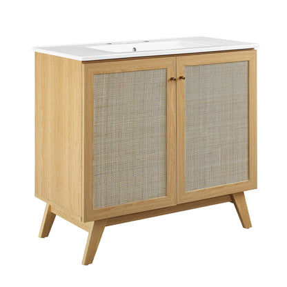 Soma 36" Bathroom Vanity by Modway - Oak White / Walnut White