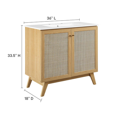 Soma 36" Bathroom Vanity by Modway - Oak White / Walnut White