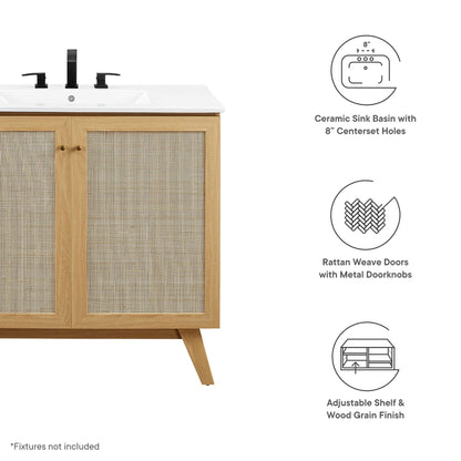 Soma 36" Bathroom Vanity by Modway - Oak White / Walnut White