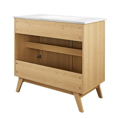 Soma 36" Bathroom Vanity by Modway - Oak White / Walnut White