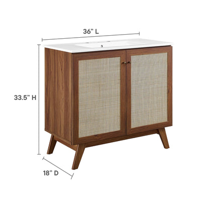Soma 36" Bathroom Vanity by Modway - Oak White / Walnut White