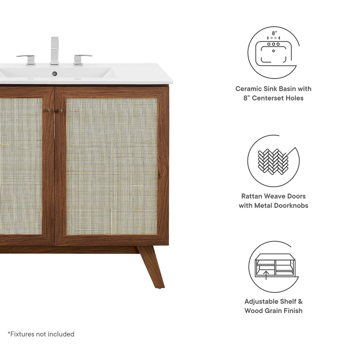 Soma 36" Bathroom Vanity by Modway - Oak White / Walnut White