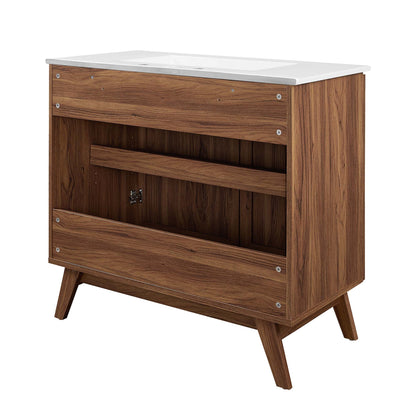 Soma 36" Bathroom Vanity by Modway - Oak White / Walnut White