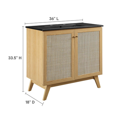 Soma 36" Bathroom Vanity by Modway - Oak Black / Walnut Black