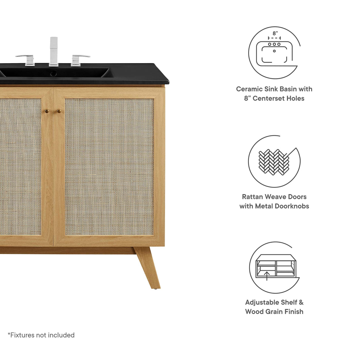 Soma 36" Bathroom Vanity by Modway - Oak Black / Walnut Black