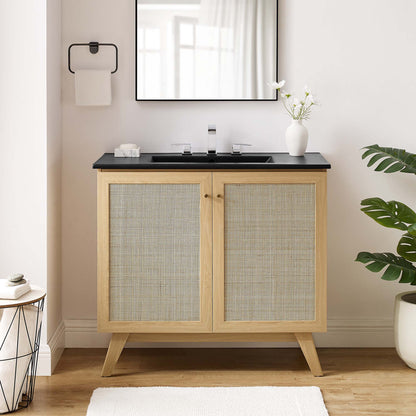 Soma 36" Bathroom Vanity by Modway - Oak Black / Walnut Black
