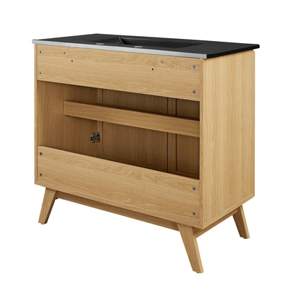 Soma 36" Bathroom Vanity by Modway - Oak Black / Walnut Black
