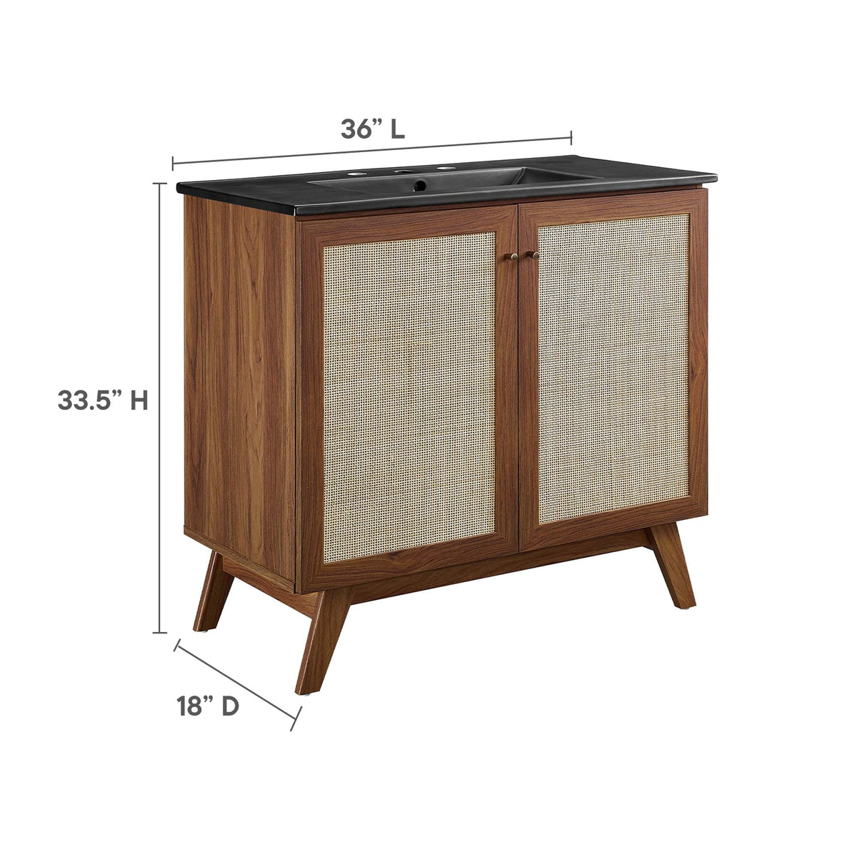 Soma 36" Bathroom Vanity by Modway - Oak Black / Walnut Black