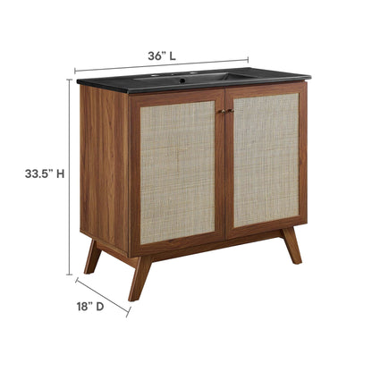 Soma 36" Bathroom Vanity by Modway - Oak Black / Walnut Black