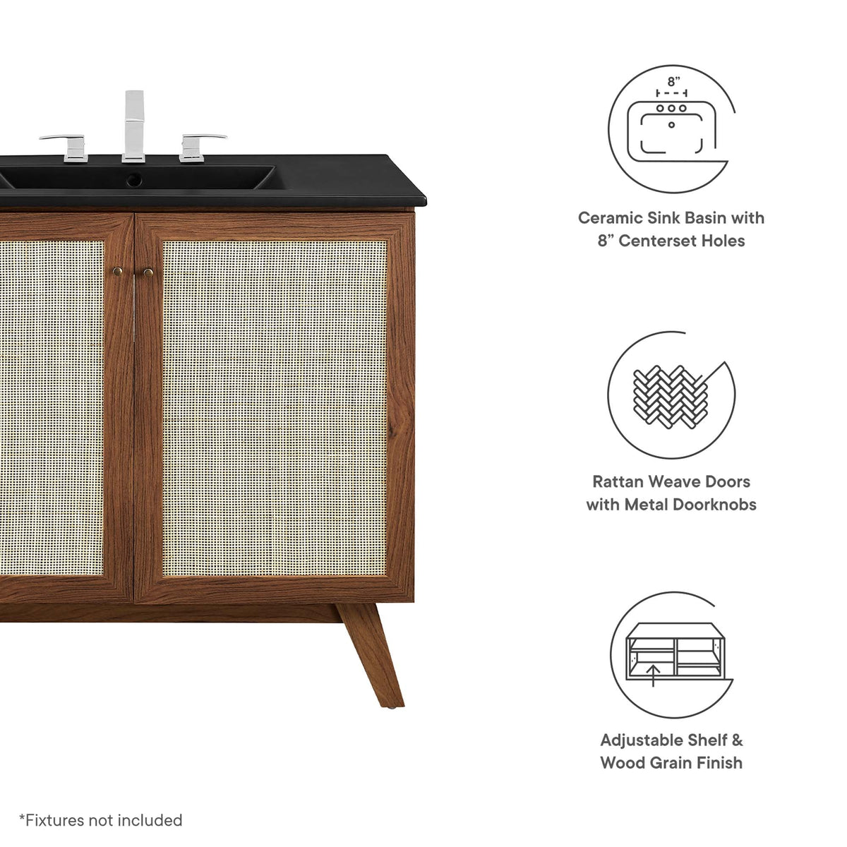 Soma 36" Bathroom Vanity by Modway - Oak Black / Walnut Black