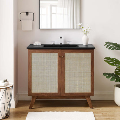 Soma 36" Bathroom Vanity by Modway - Oak Black / Walnut Black