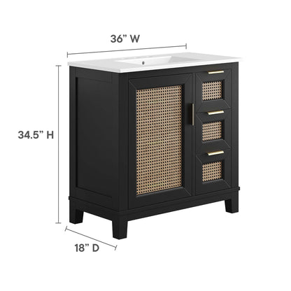 Dixie 36" Solid Wood Bathroom Vanity Cabinet by Modway - EEI-6725