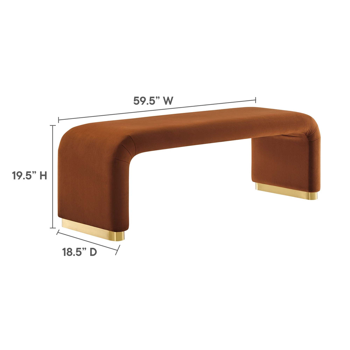 Koda Performance Velvet Waterfall Long Bench by Modway