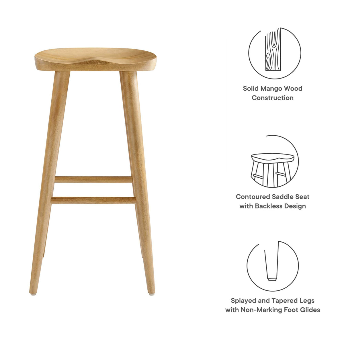 Saville Backless Wood Bar Stools Set of 2 by Modway
