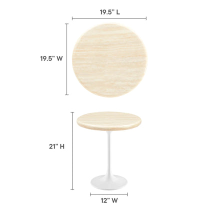 Lippa 20" Round Faux Travertine Side Table by Modway - EEI-6745