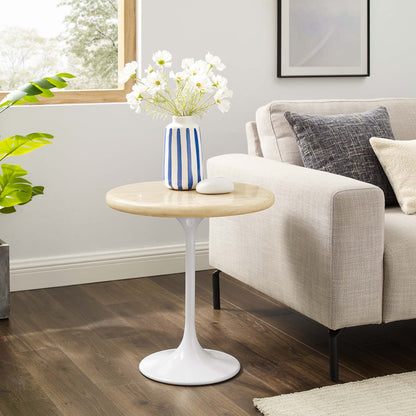 Lippa 20" Round Faux Travertine Side Table by Modway - EEI-6745