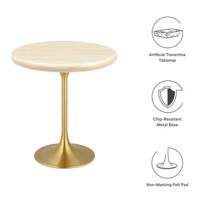 Lippa 20" Round Faux Travertine Side Table by Modway - EEI-6746