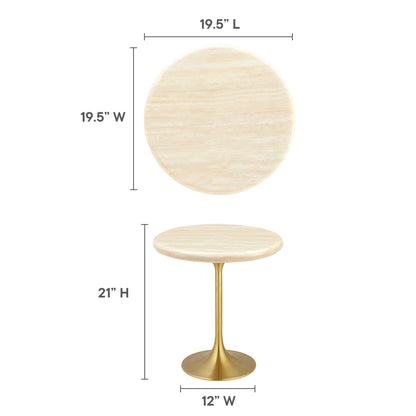 Lippa 20" Round Faux Travertine Side Table by Modway - EEI-6746