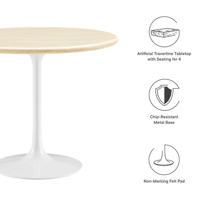 Lippa 36" Round Faux Travertine Dining Table by Modway - EEI-6748