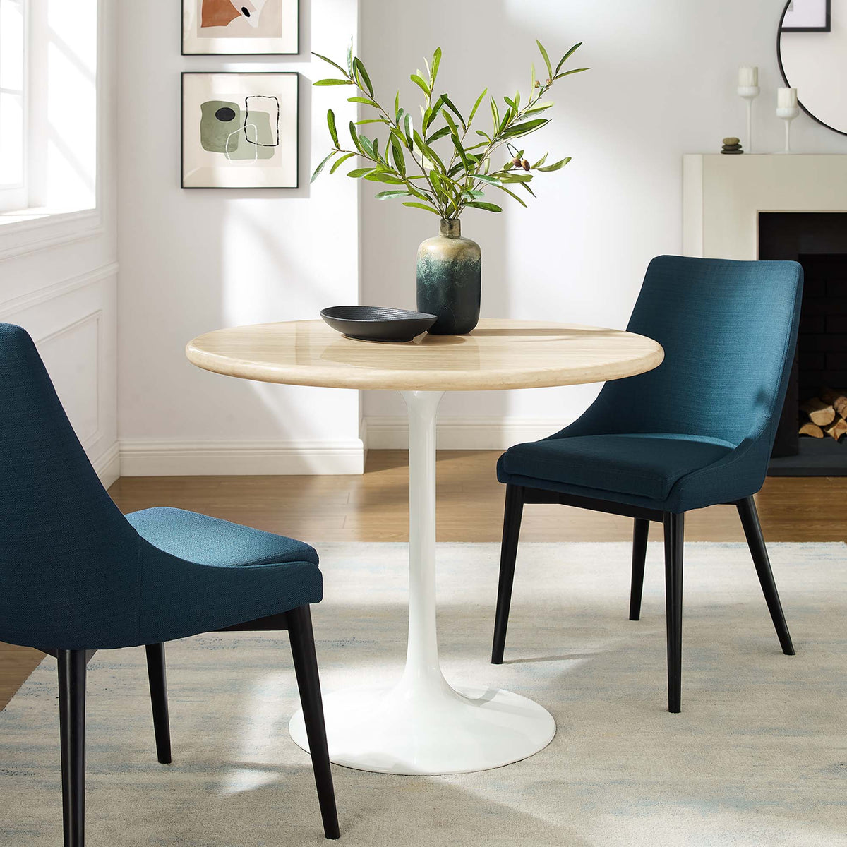 Lippa 36" Round Faux Travertine Dining Table by Modway - EEI-6748